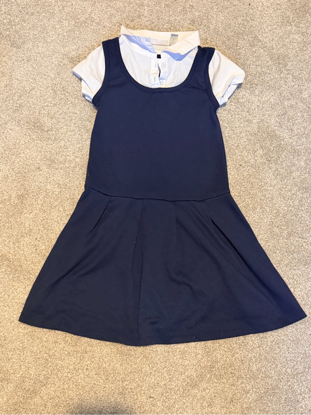 The Children's Place Navy Blue School Dress with White Collar